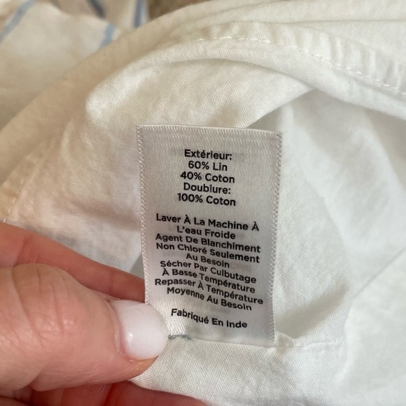 Talbots Tiered Linen Maxi Dress With Light Blue Stripes - Picture 13 of 14